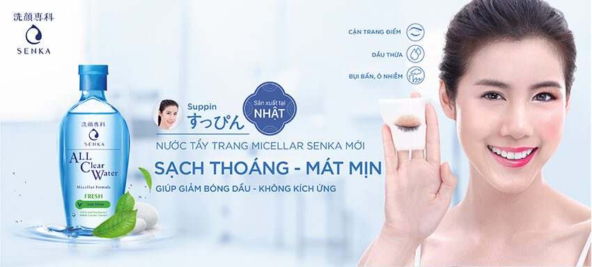 Nước tẩy trang sạch thoáng Senka All Clear Water Fresh Anti Shine Micellar Formula