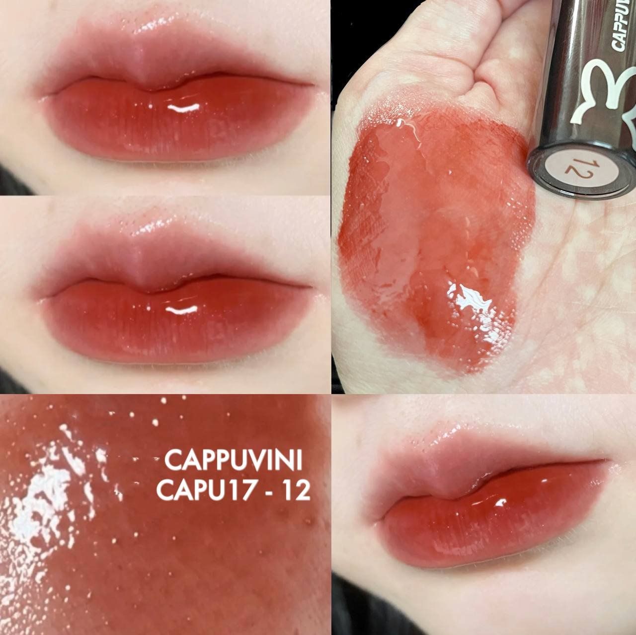  Son Tint Bóng Thỏ Đen Hồng CAPPUVINI Clarinet Lip Gloss 