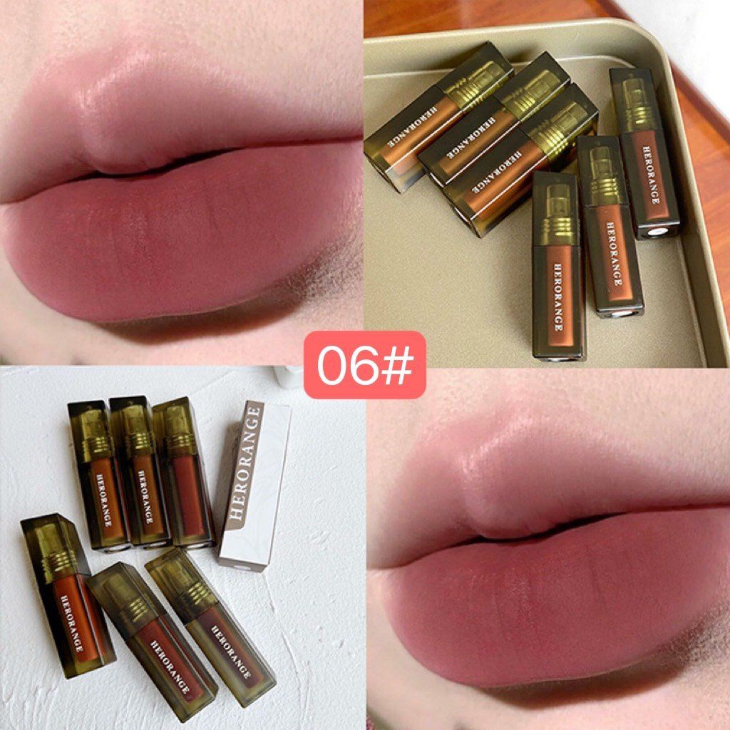  Son Kem Lì Mịn Môi HERORANGE Floating Fog Naked Lip Glaze Nội Địa Trung 