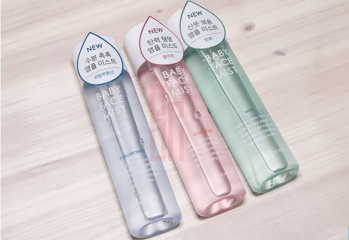 Xịt Khoáng cấp ẩm Aritaum Baby Face Ampoule Mist Hyaluronic- Bici Cosmetics