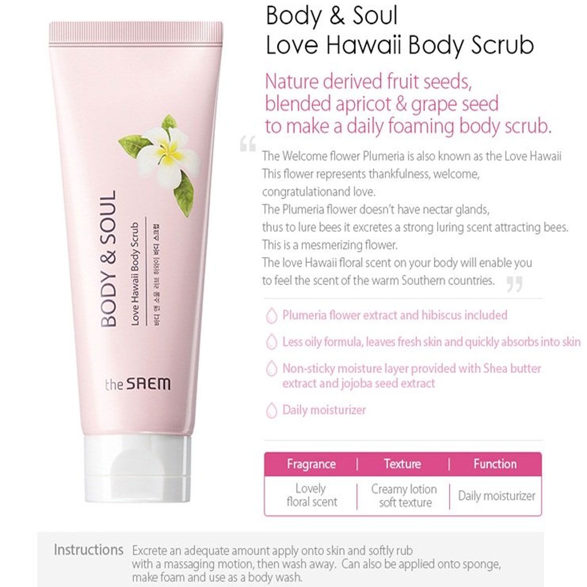  Tẩy tế bào chết Body The Saem Body & Soul Love Hawaii Body Scrub 