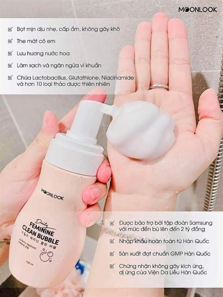  Dung Dịch Vệ Sinh Phụ Nữ Dạng Bọt Tuyết Quyến Rũ MOONLOOK Daily Feminine Clean Bubble - 150ml 