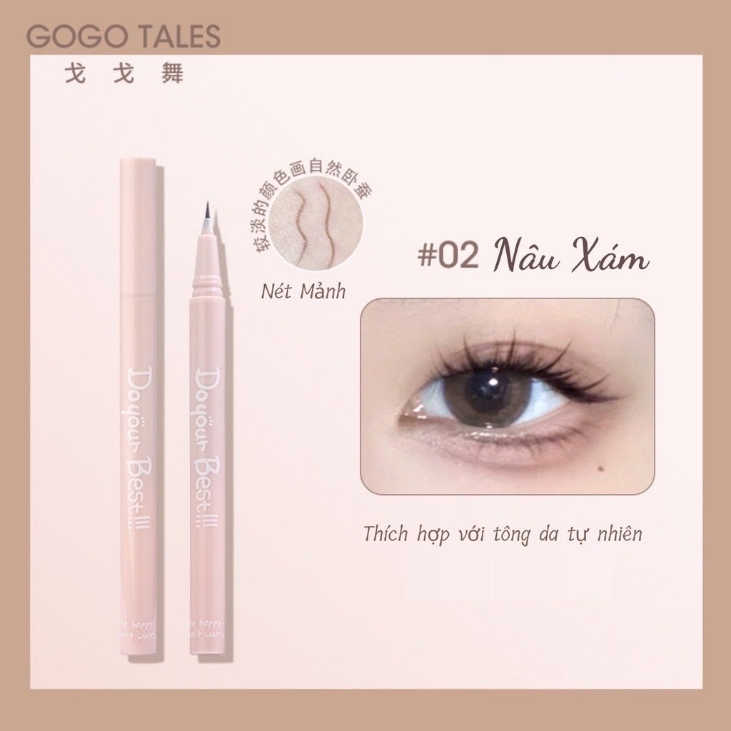  Bút Kẻ Bọng Mắt GOGO TALES Do Your Best Spirit Eye 3D Lying silkworm Eyeliner Nội Địa Trung 