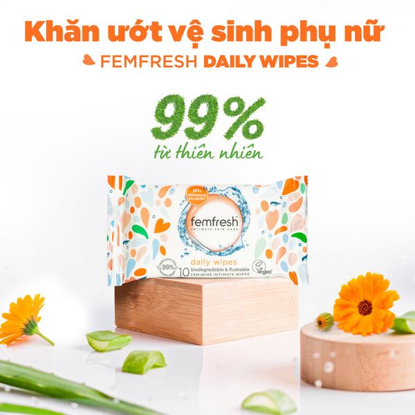  Khăn Ướt Vệ Sinh Vùng Kín Hằng Ngày FEMFRESH Intimate Skin Care Daily Wipes - 10 Tờ ( Có Tem Phụ) 