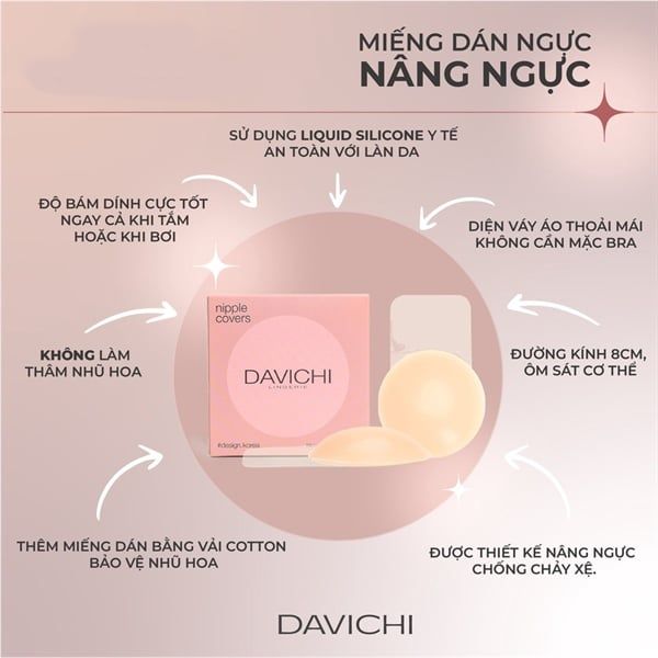  Miếng Dán Ngực Sillicone Nâng Ngực Có Thể Tái Sử Dụng DAVICHI Lifting Nippe Covers (2 cặp - 4 miếng) 