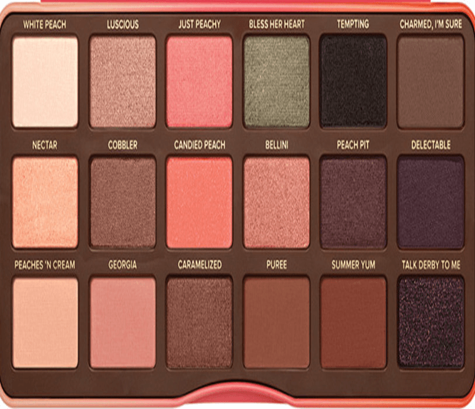 Mỗi bảng phấn mắt Too Faced Sweet Peach Eye Shadow Palette chứa đến 18 màu