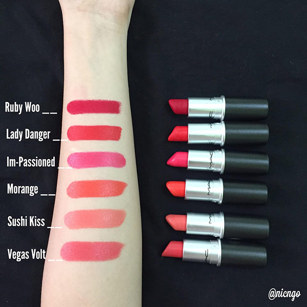 Bảng màu Son M.A.C Retro Matte Lipstick 2 Bảng màu Son M.A.C Retro Matte Lipstick 1