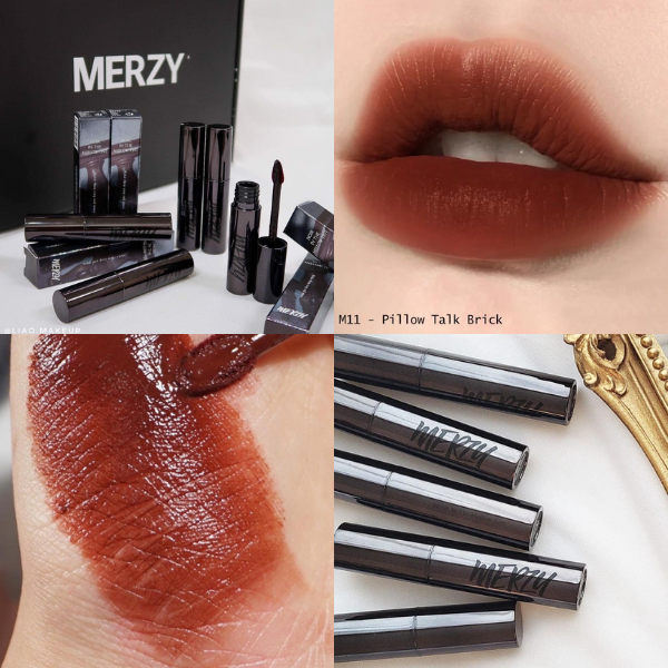  Son Kem Lì MERZY Noir In The Mellow Tint #M11 Pillow Talk Brick - Vỏ Đen 