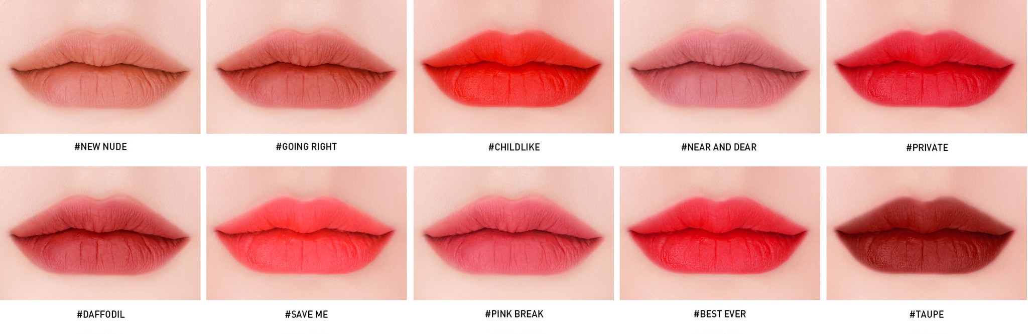 Bảng màu son 3CE Velvet Lip Tint 2 Bảng màu son 3CE Velvet Lip Tint 1