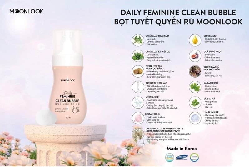  Dung Dịch Vệ Sinh Phụ Nữ Dạng Bọt Tuyết Quyến Rũ MOONLOOK Daily Feminine Clean Bubble - 150ml 