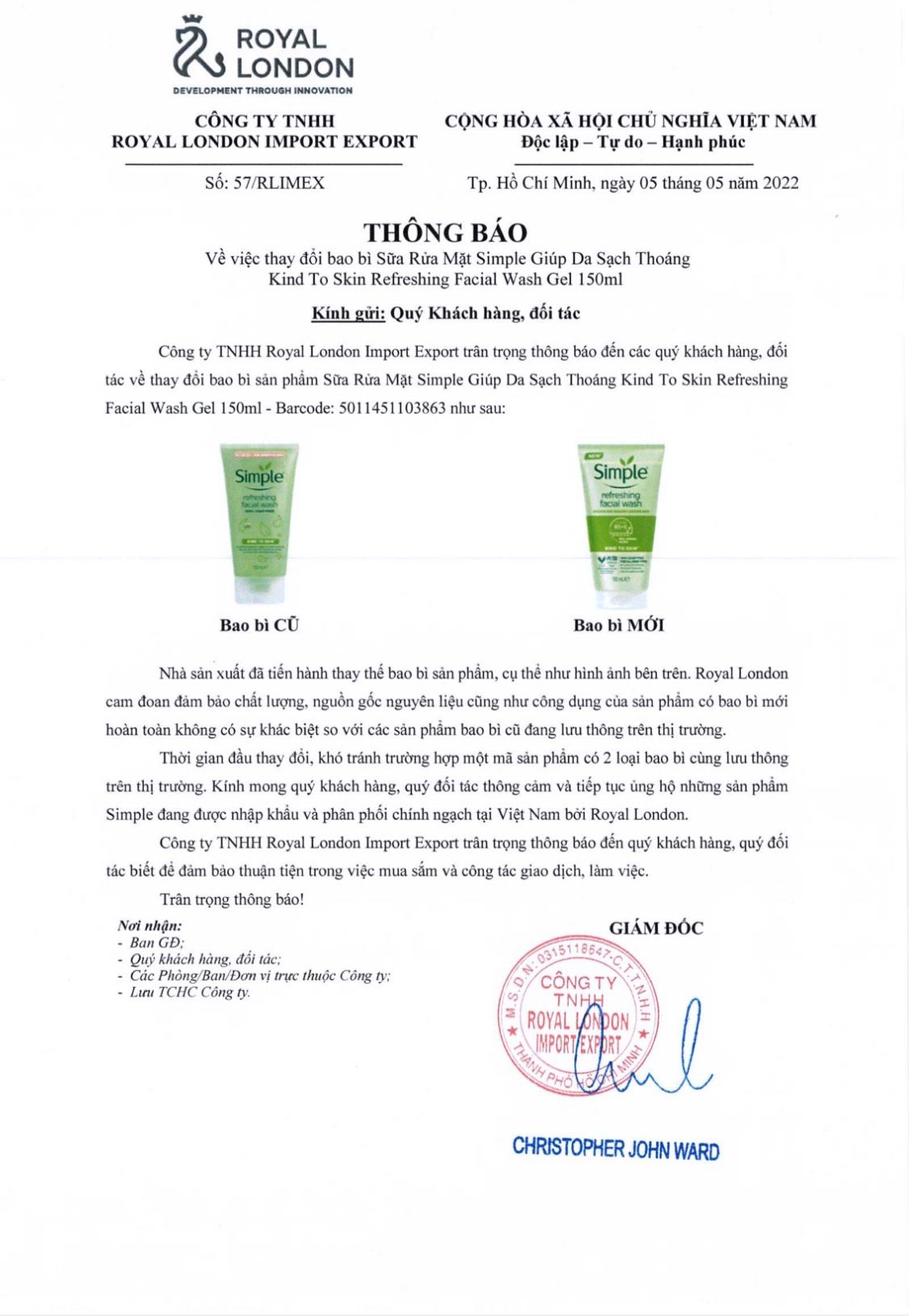  (Mẫu Mới) Sữa Rửa Mặt SIMPLE Kind To Skin Refreshing Facial Wash Gel - Có Tem Phụ 