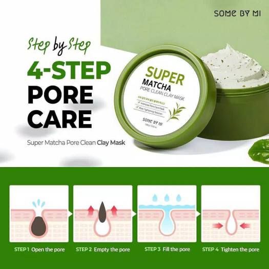  Mặt Nạ Đất Sét Trà Xanh Giảm Mụn Đầu Đen, Bã Nhờn SOME BY MI Super Match Pore Clean Clay Mask 100g 