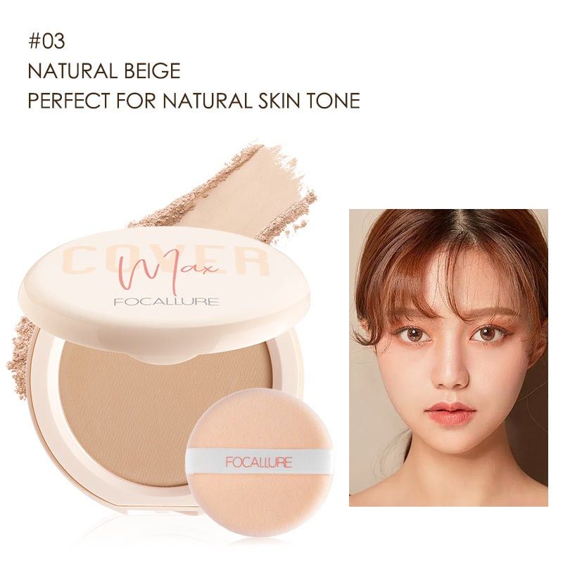 Phấn Nén Kiềm Dầu Mịn Da FOCALLURE Cover Max Two Way Cake Pressed Powder