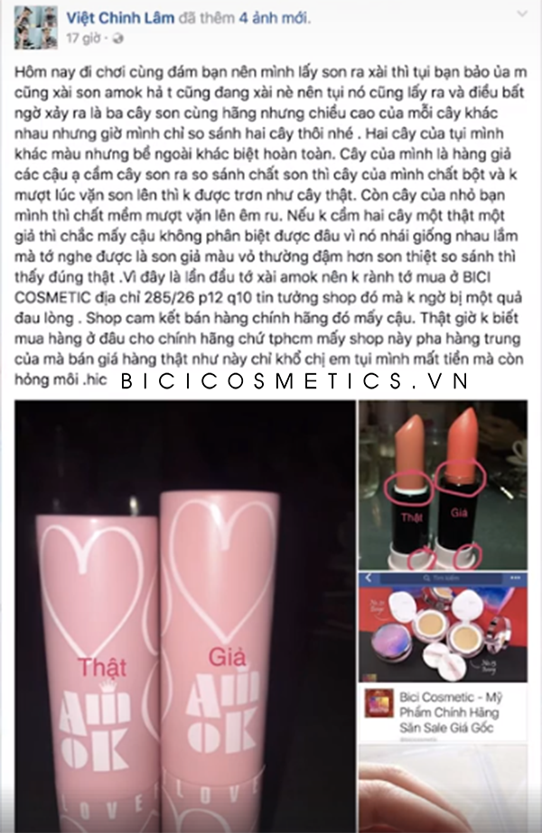 bạn khách so sánh 2 cây mua ở Bici Cosmetics và shop khác