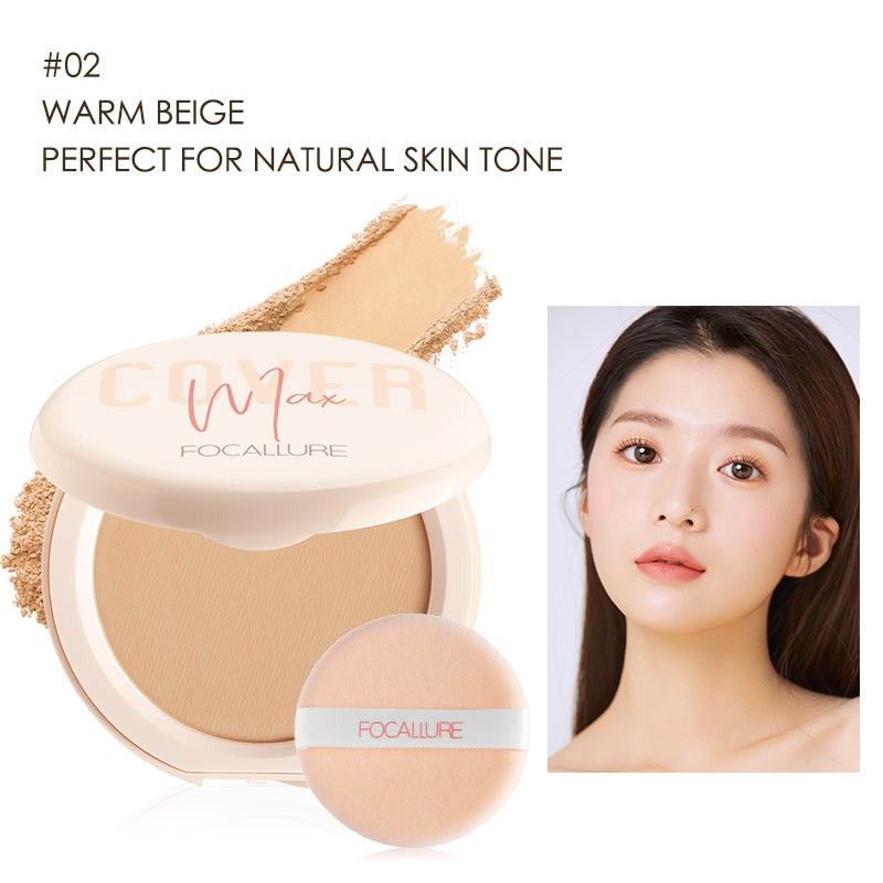  Phấn Nén Kiềm Dầu Mịn Da FOCALLURE Cover Max Two Way Cake Pressed Powder 