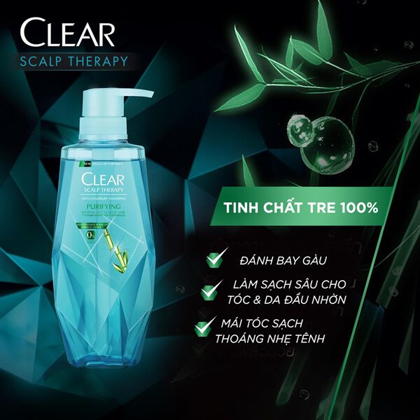  Dầu Gội, Dầu Xả Thanh Lọc Cho Tóc Clear Scalp Therapy Anti-Dandruff Shampoo Purifying 380ml 