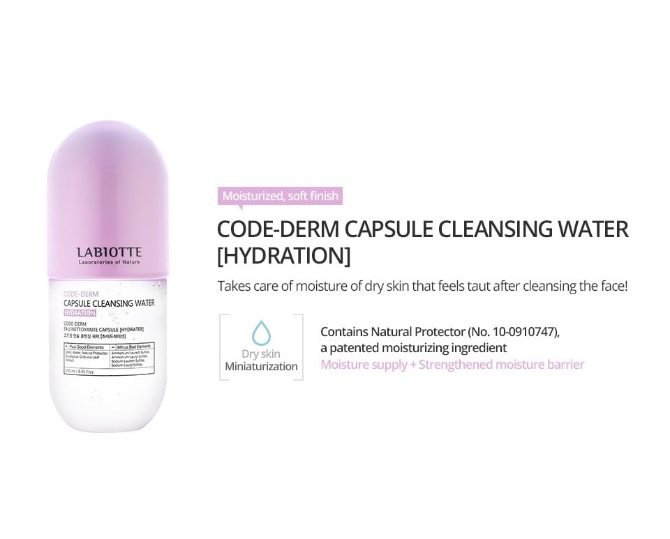 Nước tẩy trang Labiotte Core Derm Capsule Cleansing Water – Hydration (màu tím)