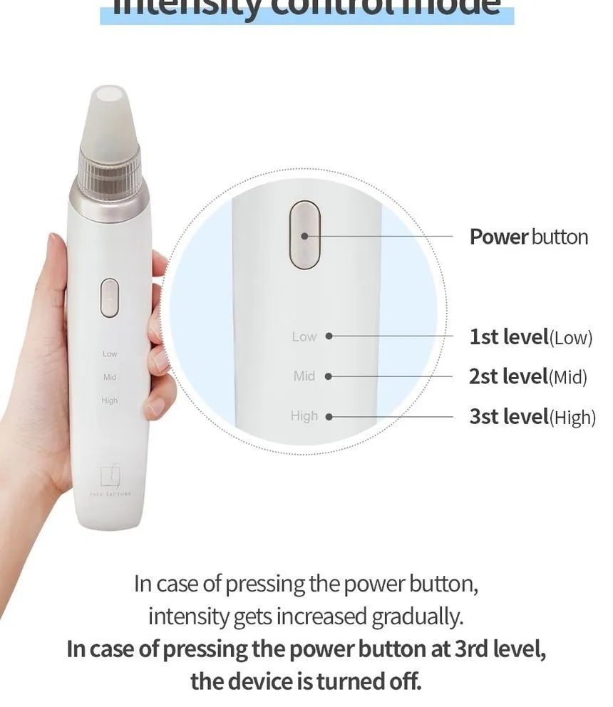  Máy Hút Mụn Sạch Sợi Bã Nhờn, Mụn Đầu Đen FACE FACTORY Beauty Suction Hàn Quốc - Có Bảo Hành 