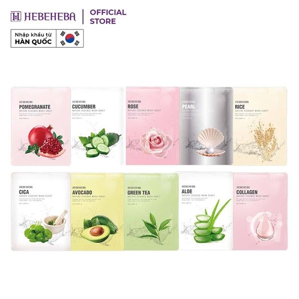  Mặt Nạ Giấy Chiết Xuất Từ Thiên Nhiên HEBEHEBA Natural Essence Mask Sheet 