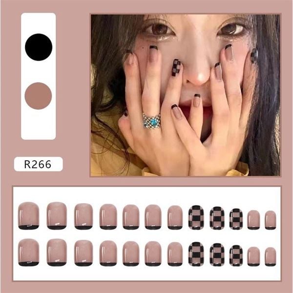  Set 24 Móng Tay Giả Nails Box Kèm Keo Dán Nội Đia Trung 