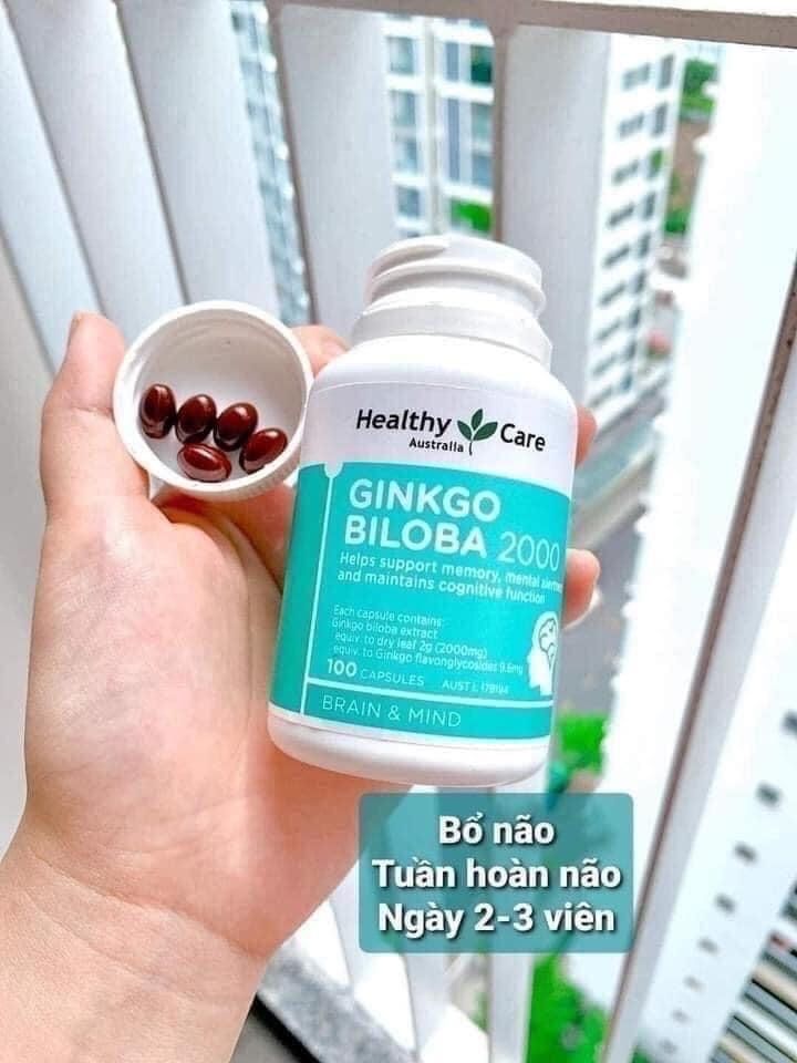  Viên Uống Bổ Não GINKGO BILOBA Healthy Care Úc - 100 viên 