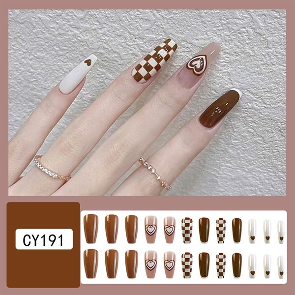  Hộp 24 Móng Tay Giả Đính Hạt, Đá Nails Box Cao Cấp Nội Địa Trung Kèm Keo Dán + Dũa Móng 