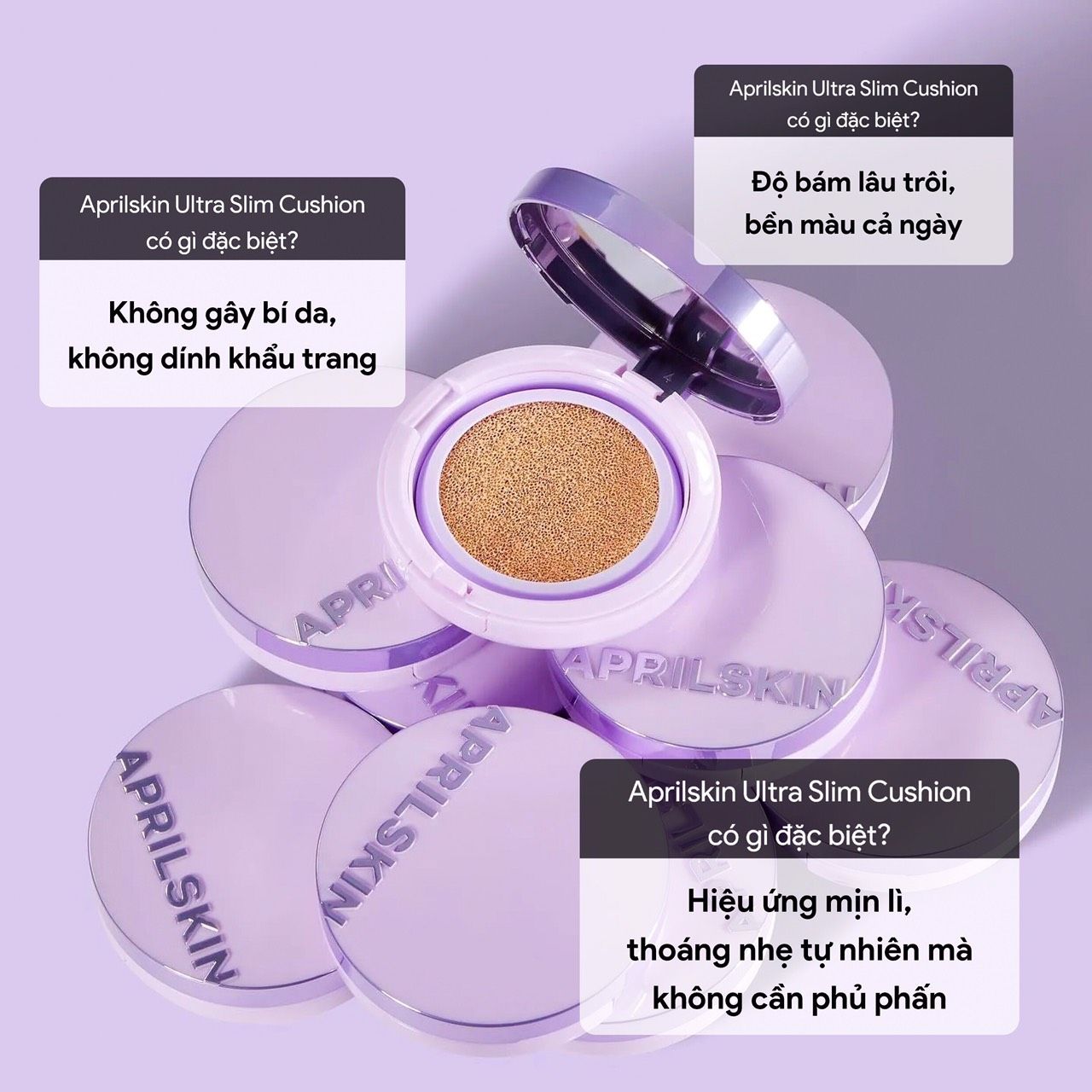  (Mới 2022) Phấn Nước Che Phủ Tốt, Không Dính Lớp Khẩu Trang Lên Đến 9h APRIL SKIN Ultra Slim Cushion 15g (Kèm Lõi) 