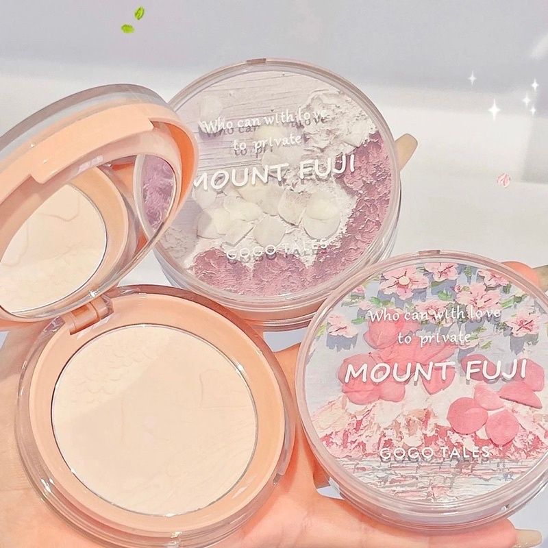  (Mẫu Mới 2022) Phấn Phủ Nén Fuji Hoa Anh Đào Kiềm Dầu  GOGO TALES Flower Girl Mount Fuji Pressed Powder 