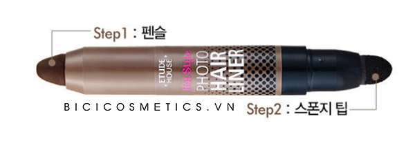 Bút vẽ dày tóc Etude House Photo Hairliner có 2 đầu tiện lợi cho bạn pha màu