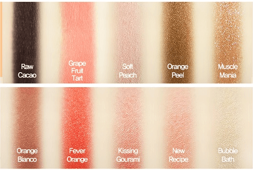 Swatch 10 tông màu của Phấn mắt Play Color Eyes Etude House Juice Bar 1