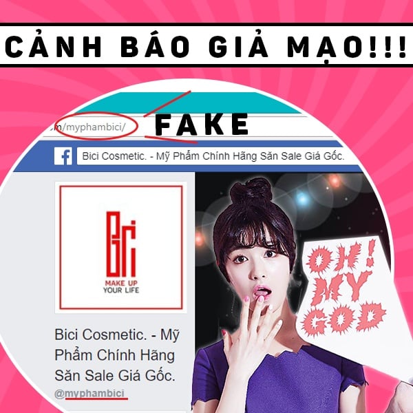 Cảnh báo Facebook Giả Mạo Bici Cosmetic Chuyên Hàng Fake 1