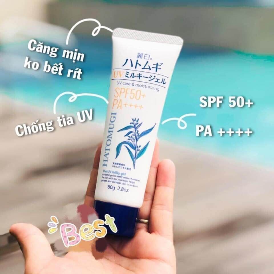  Kem Chống Nắng Dạng Gel Làm Trắng Da HATOMUGI UV Milky Gel SPF50+ PA++++ 