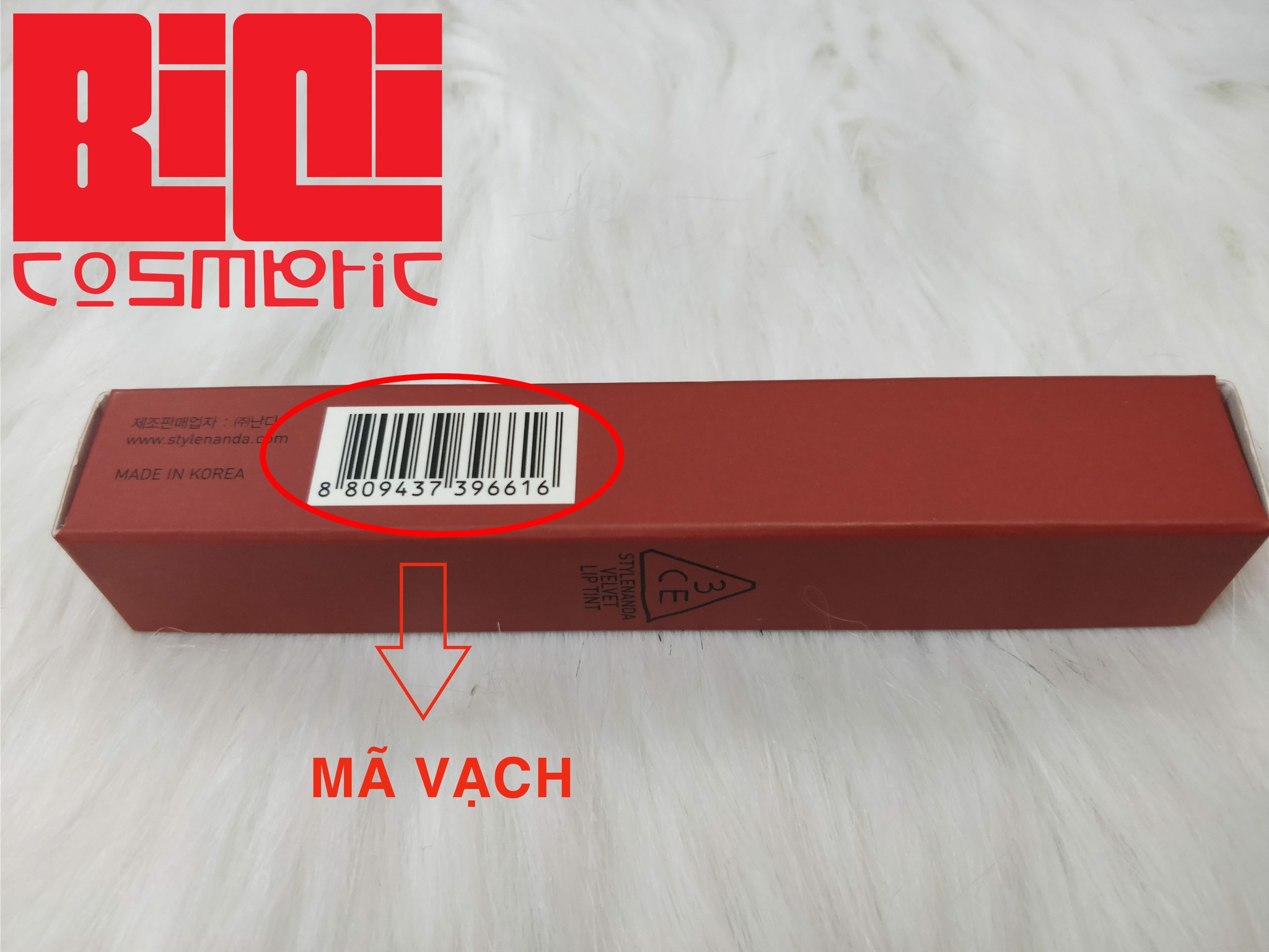 Mã vạch 3CE Velvet Lip Tint Daffodil ( Đỏ Đất ) 2 Mã vạch 3CE Velvet Lip Tint Daffodil ( Đỏ Đất ) 1