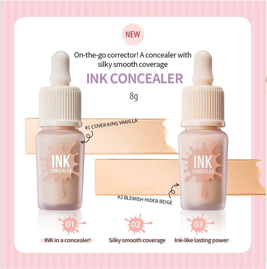 2 Tone màu của kem che khuyết điểm Ink Concealer Peripera