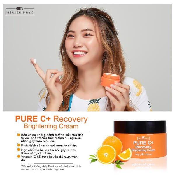  Kem dưỡng trắng da MediskinbyC Pure C+ Recovery Brightening Cream 50g 