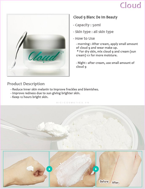 Cơn Sốt Trên Khắp Toàn Châu Á Cloud 9 Blanc De Whitening Cream 1