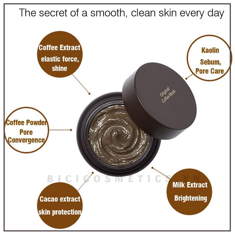 The Saem Natural Daily Original Coffee Mask với chiết xuất chính từ cà phê giúp loại bỏ tế bào chết hiệu quả 1