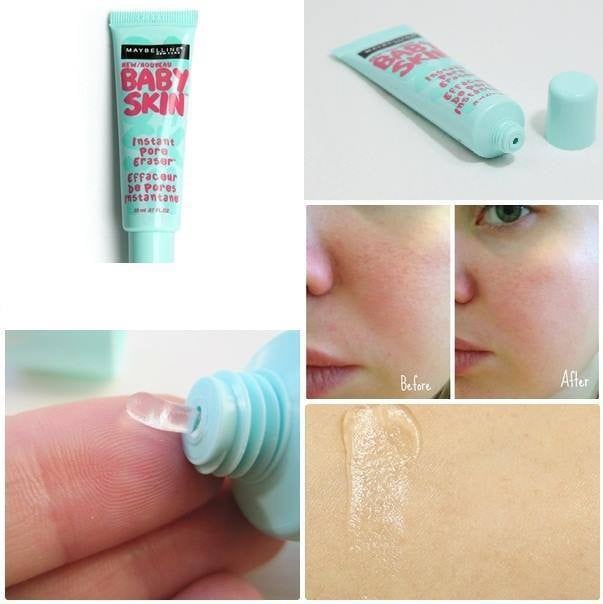 Trước và sau khi dùng Kem Lót Maybelline Baby Skin Pore Eraser 1