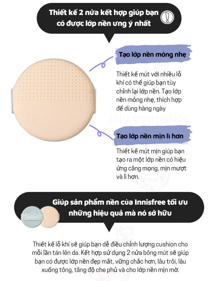 BÔNG MÚT INNISFREE NOSEBUM POWDER CUSHION PUFF Bicicosmetics