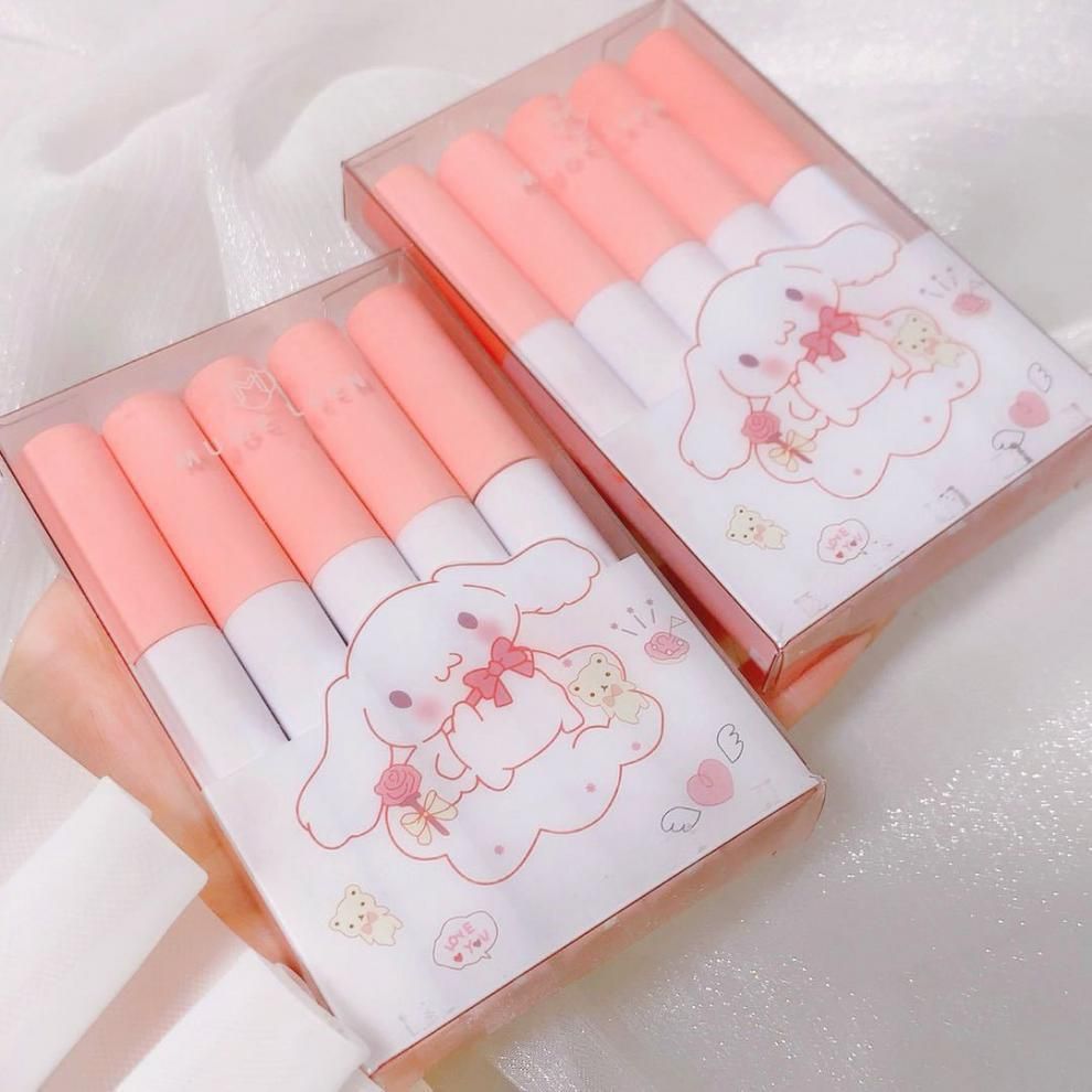  Set 5 Cây Son Kem Lì Thỏ Trắng MUGE LEEN Velvet Cake Lip Nội Địa Trung 