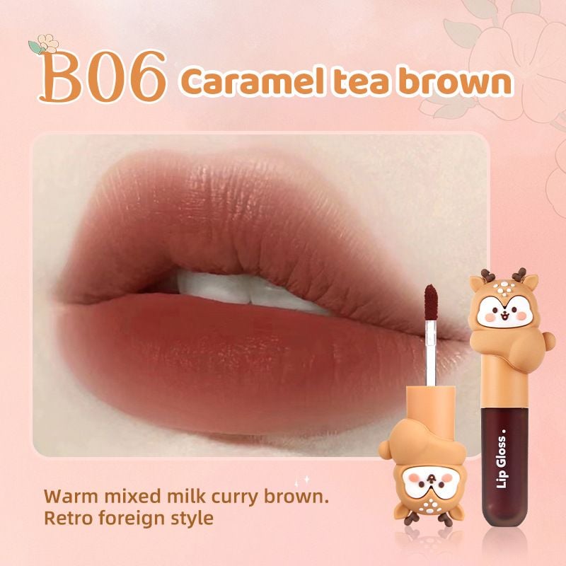  Son Kem Lâu Trôi Nắp Nai Nâu MANSLY Fog Lip Gloss Nội Địa Trung 