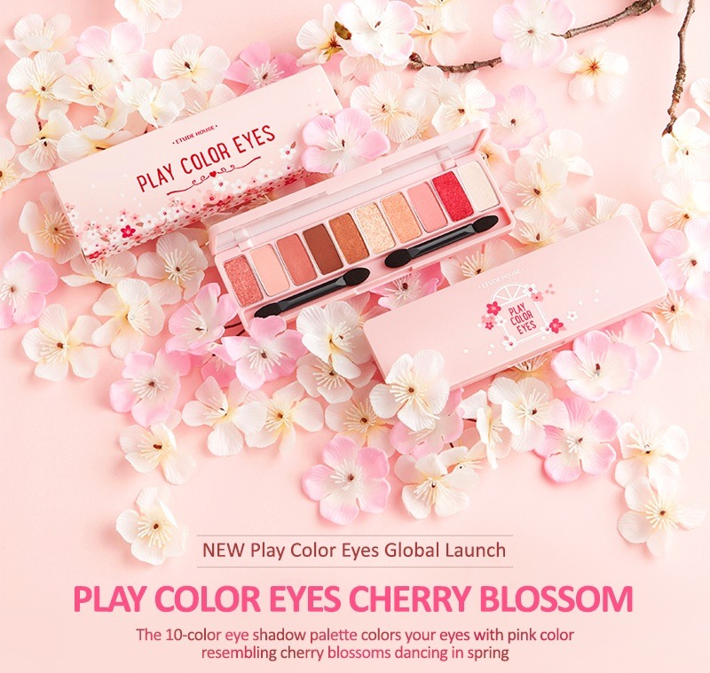 Etude House Play Color Eyes Cherry Blossom gồm 10 ô màu với chủ đề Cherry Blossom