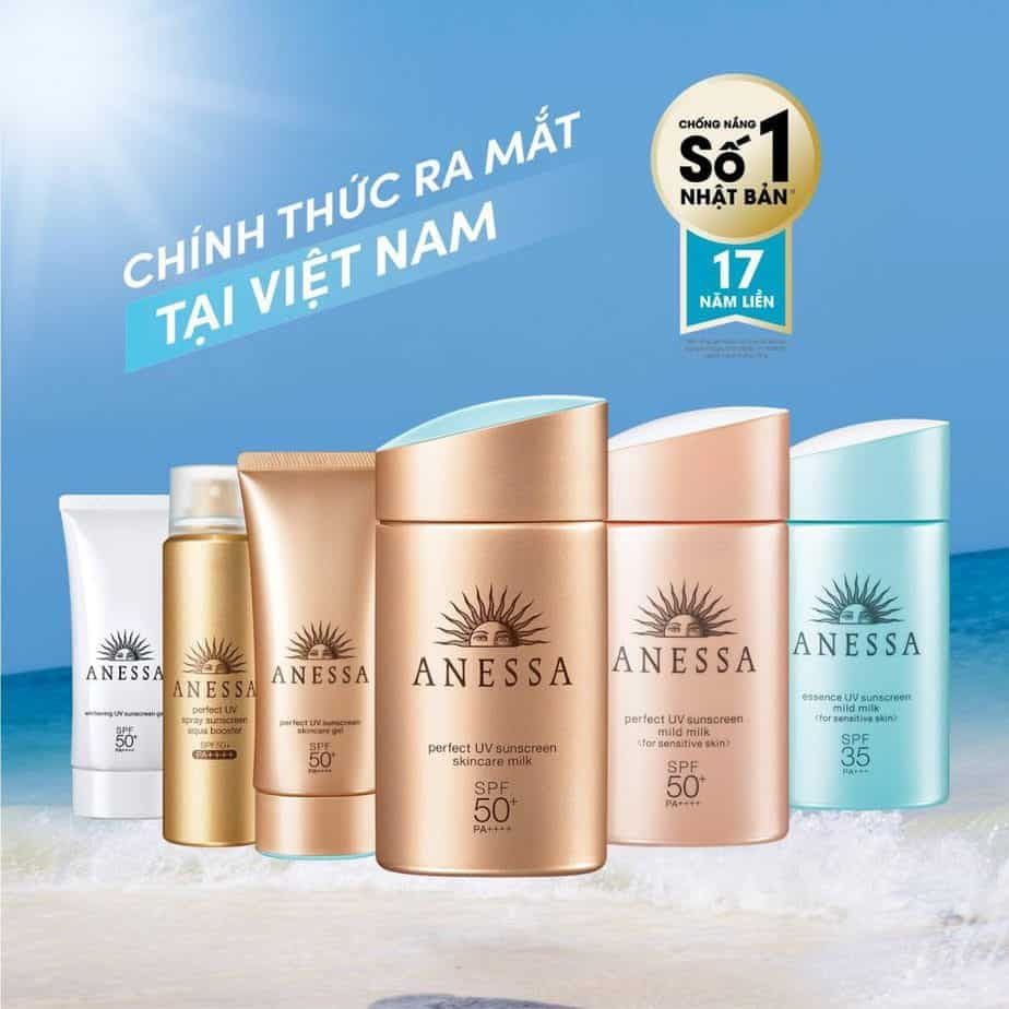  Sữa Chống Nắng Dịu Nhẹ Cho Da Nhạy Cảm ANESSA Hồng Nhạt Perfect UV Sunscreen Mild Milk For Sensitive Skin SPF50+ PA++++ - 60ml 