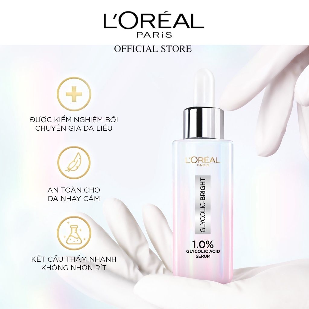  Serum Sáng Da Tức Thì L'Oreal Paris Glycolic - Bright Instant Glowing Serum 1.0% Glycolic Acid 30ML 