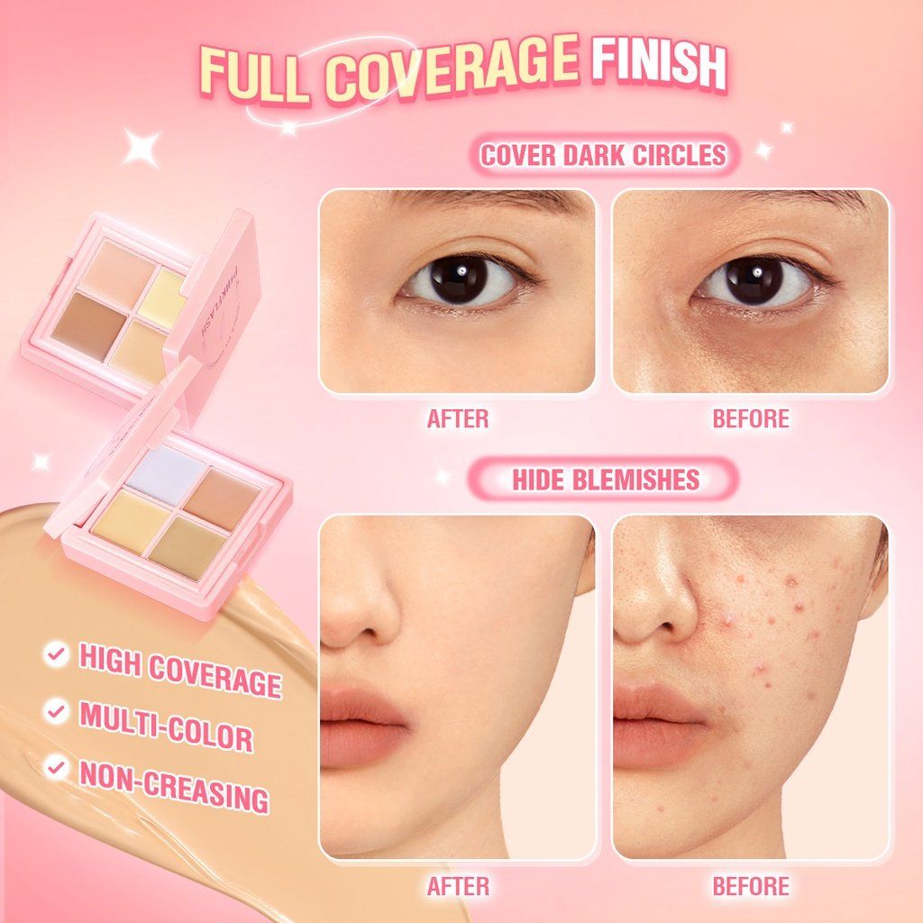  Bảng Che Khuyết Điểm Triệt Sắc 4 ô PINKFLASH Double Fit Concealer 