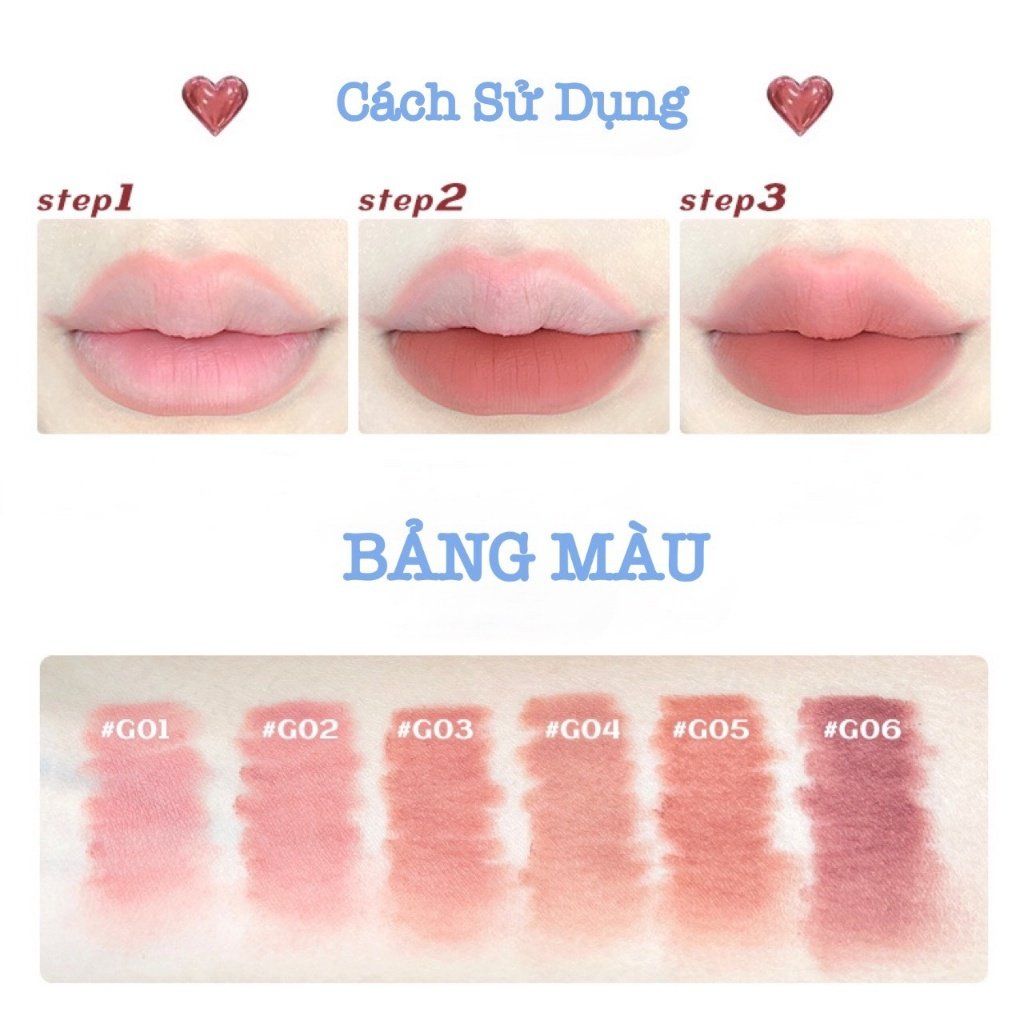  Bút Kẻ Viền Môi Mướt Mịn GOGO TALES Velvet Fog Lipliner Nội Địa Trung 