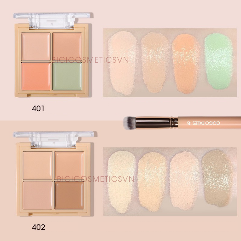  Bảng Triệt Sắc CKD 4 ô GOGO TALES Traceless Concealer - Kèm Cọ 