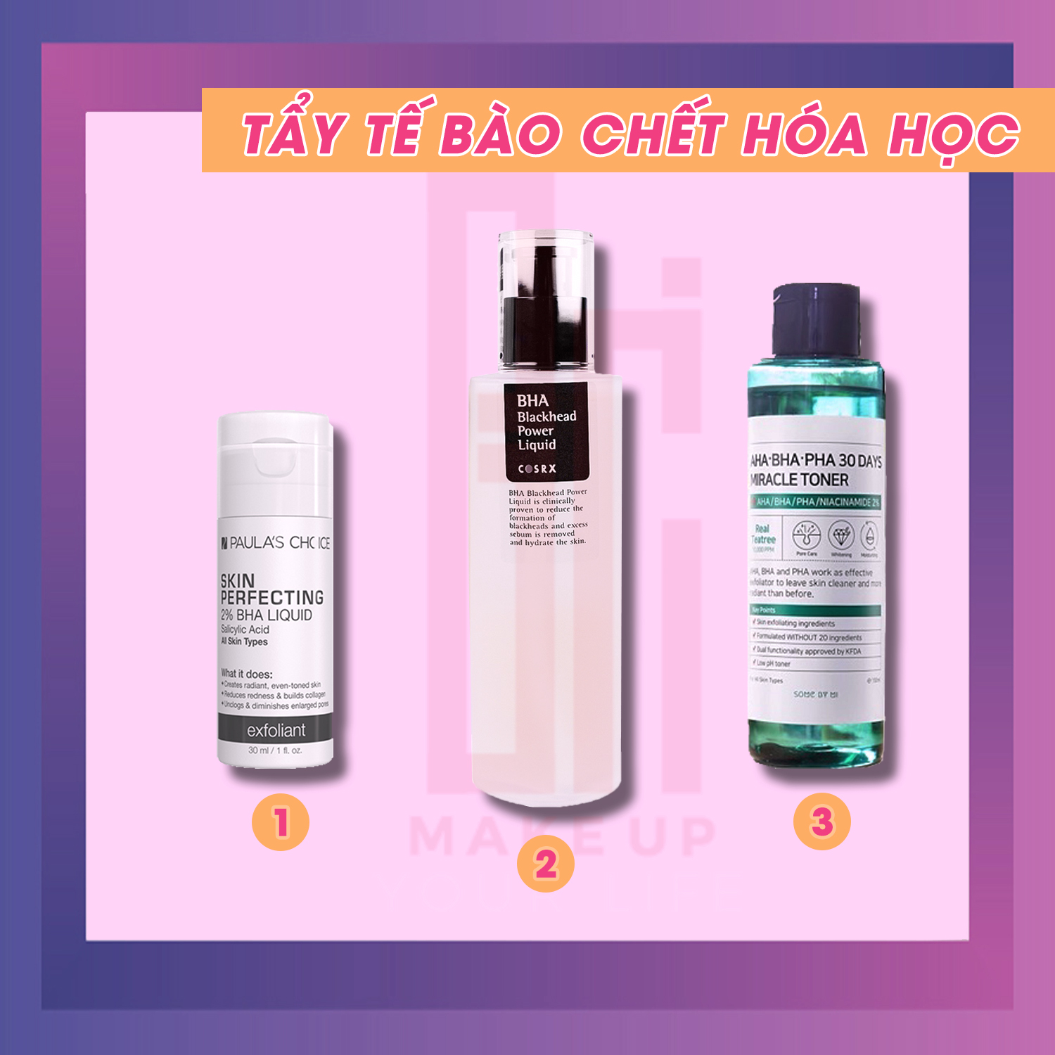 Các loại tẩy tế bào chết hóa học -bicicosmetics