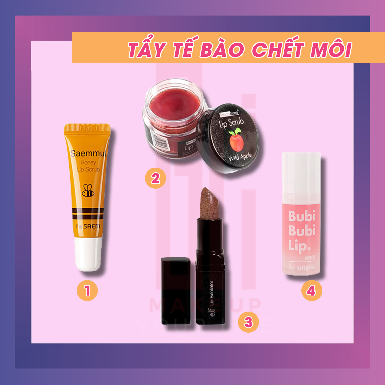 Các loại tẩy tế bào chết môi -bicicosmetics