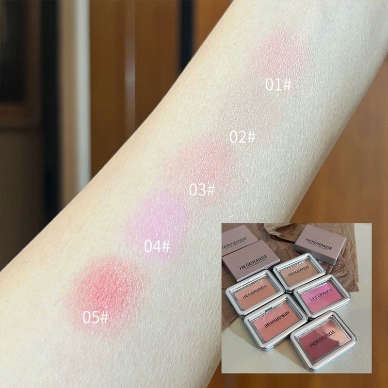  Phấn Má Hồng Đơn Sắc Bám Màu HEROANGE Monochorme Mineral Pigment Face Blush Nội Địa Trung 